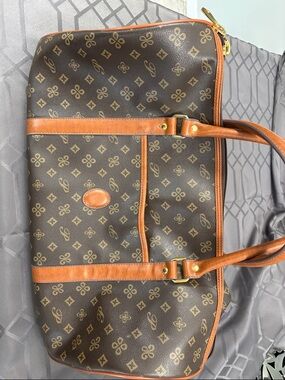 Brown Monogram Tote with Tan Leather Trim